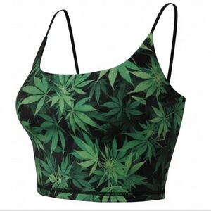 Mary Jane weed cannabis crop top with built in bra M